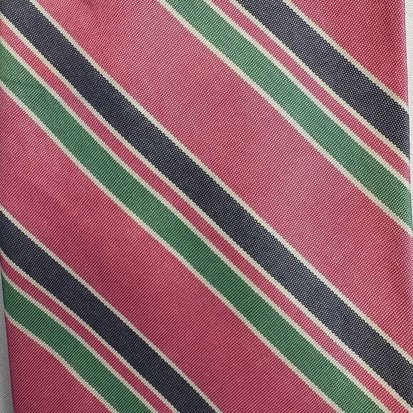 Brooks Brothers Mens Pink Repp Striped Silk Tie Preppy Old Money Boarding School - Picture 1 of 5